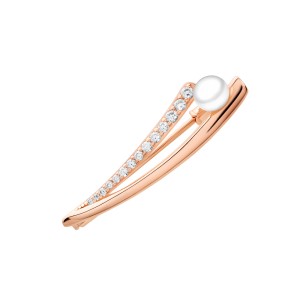 Brosa argint placată cu aur roz cu perla naturala alba si cristale DiAmanti SK25497GBR_W-G